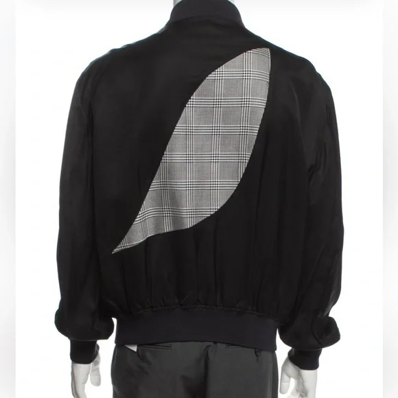 Alexander McQueen Men's Black Bomber Jacket with houndstooth Detail size L - Picture 2 of 6